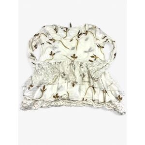 Marilu Boho Peasant Blouse Embroidered Lace Trim Floral Top S/M Shabby Chic FLAW